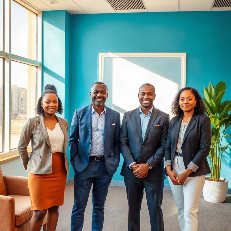 Small professional advisory team of four in a modern Nakuru office